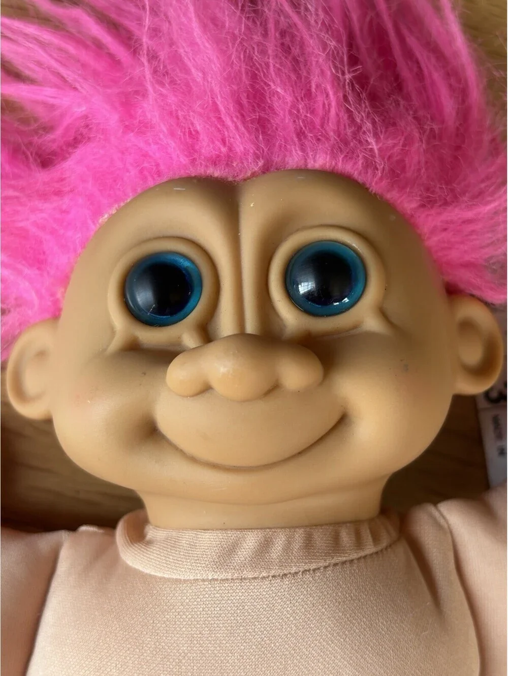 Vintage Russ Troll Kid Doll Pink Hair Floral Dress Plush Cloth Body 1992 14